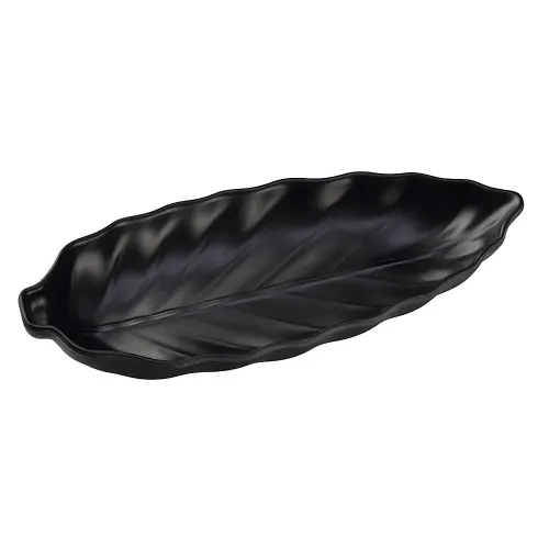 Dinewell Melamine Leaf Small Serving Platter - Matte Black