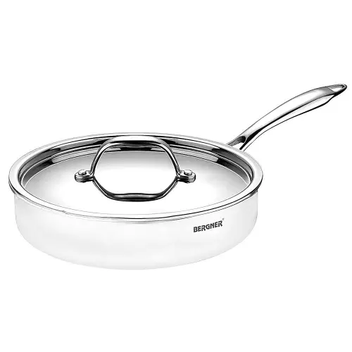 Bergner Argent Stainless Steel Triply Saute Pan With Lid - 26 cm