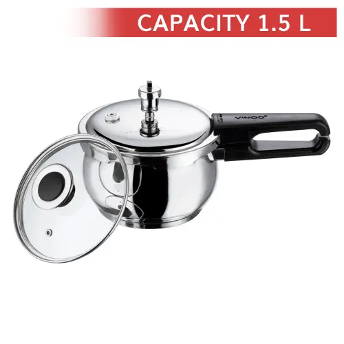 Vinod 18/8 Stainless Steel Splendid Plus Outer Lid Pressure Cooker - 1. 5 L