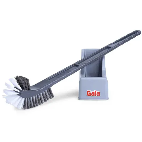 Gala Double Hockey Toilet Brush With Holder Stand - Grey