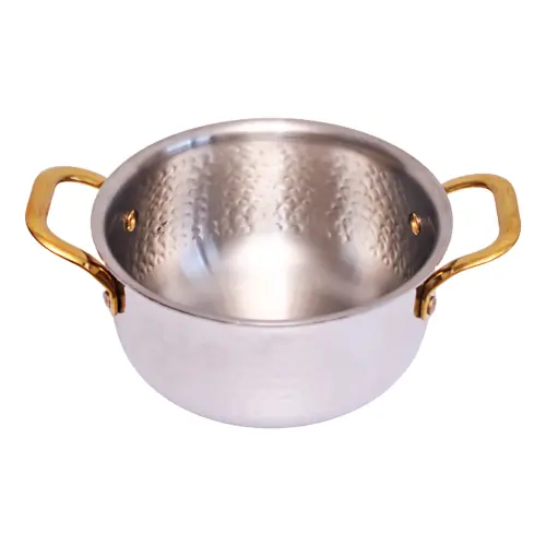 Stainless Steel Triply Casserole With Gold PVD Handle