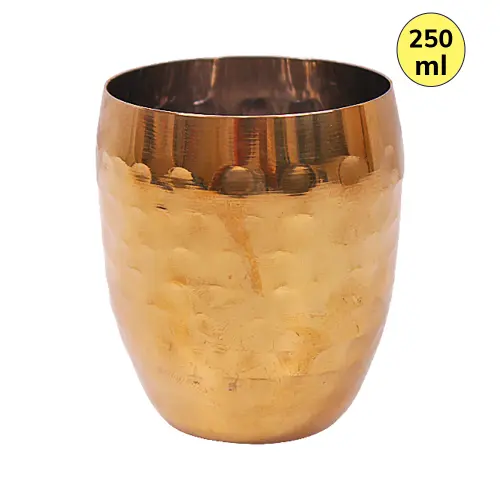 Stainless Steel Gold PVD Coating Hammered Matka Wati