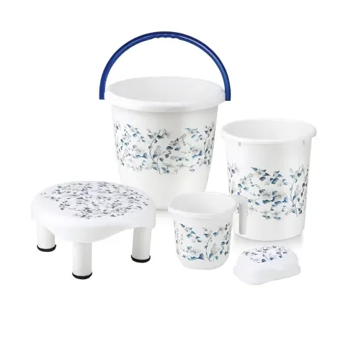 Joyo Plastic Bathroom Set (Blue) - Set of 5