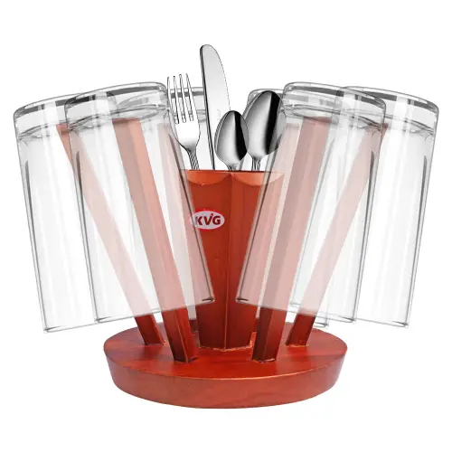 KVG Teak Wooden Glass and Spoon Stand