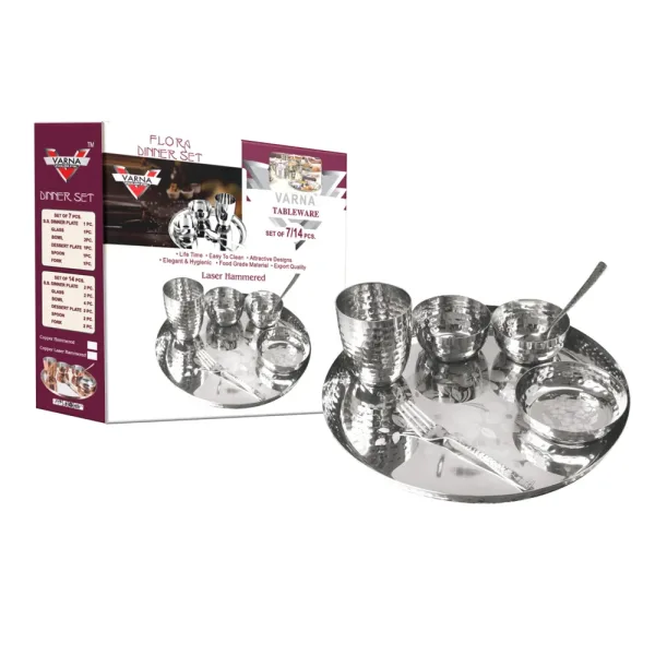 Varna Laser Hammered Dinner Set - Set of 7