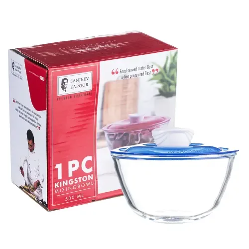 Sanjeev Kapoor Kingston Borosilicate Mixing Bowl with Blue Lid - 500 ml