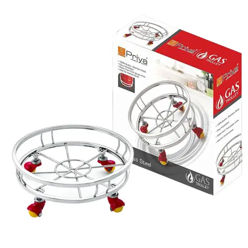 Priya Stainless Steel Gas Trolley With Wheels - 12 Inches