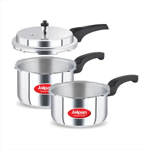 Jaipan Combo Star Aluminium Cooker With Outer Lid (2 L + 3 L)