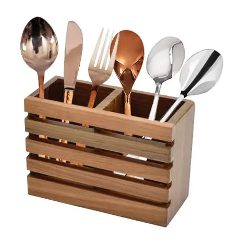 Kvg Teak Wood Double Spoon Stand