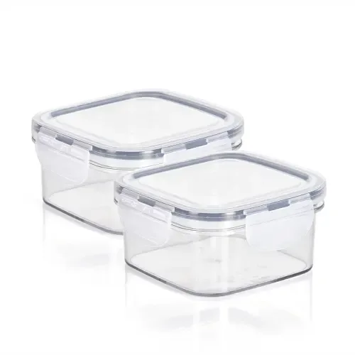 Steelo SOfresh Square Plastic Container (600 ml) - Set Of 2