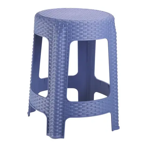 Joyo Cane Round Stool - Pleasant Blue