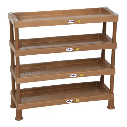 Prima Plastic 4 Shelf Shoe Rack Sandalwood