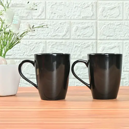 Femora Ceramic Coffee Mug (Black) - 360 ml