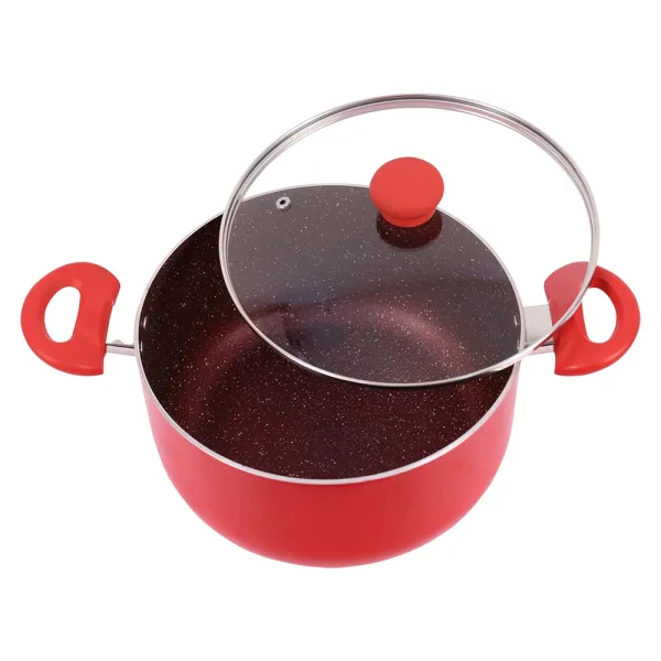 Bombay Kookware Non-Stick Casserole With Glass Lid- Red