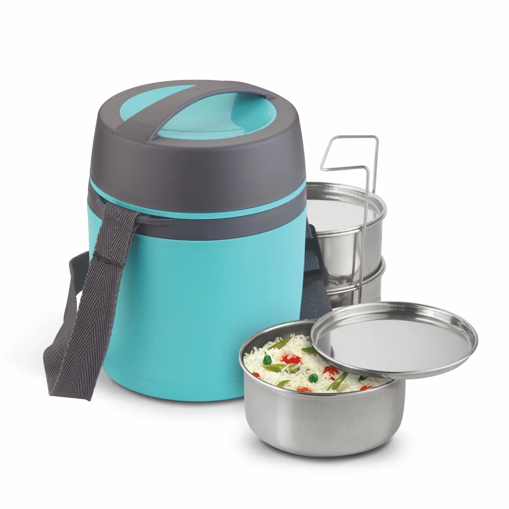 Asian Happy Meal Tiffin 3 Containers Lunch Box - Blue