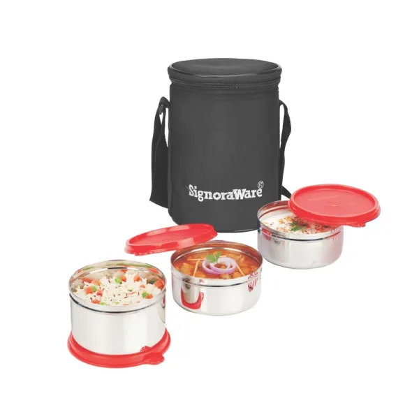 SignoraWare Executive Steel Medium Lunch Box - Red