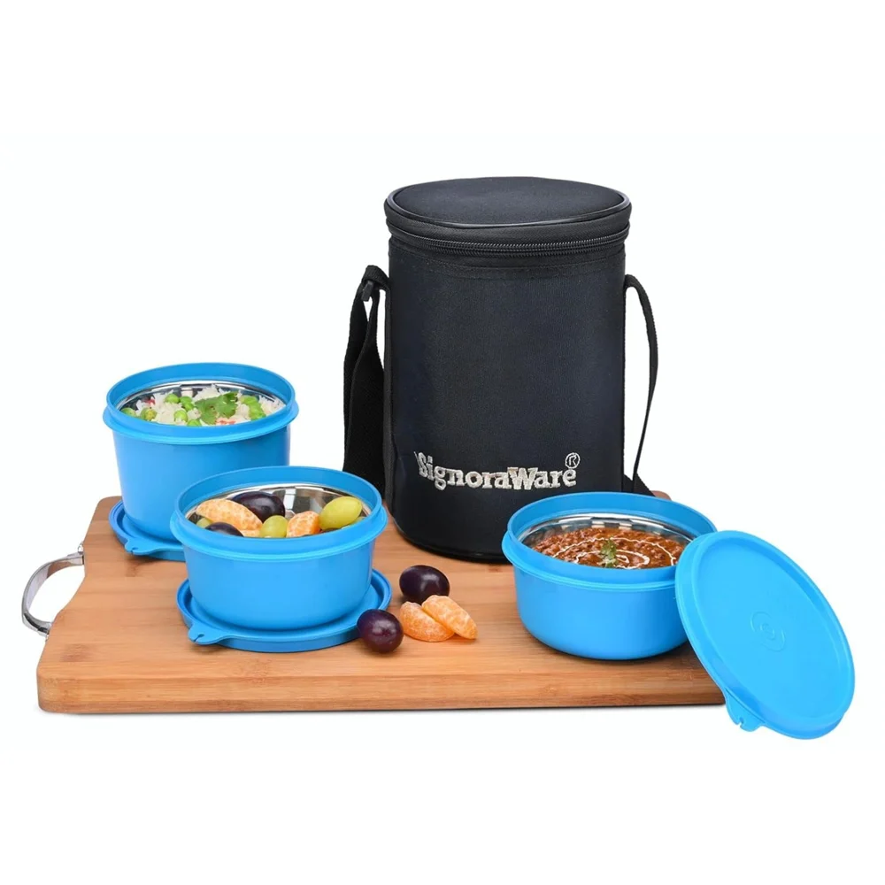 SignoraWare Monarch Executive Medium Microsafe Steel Lunch Box - Blue