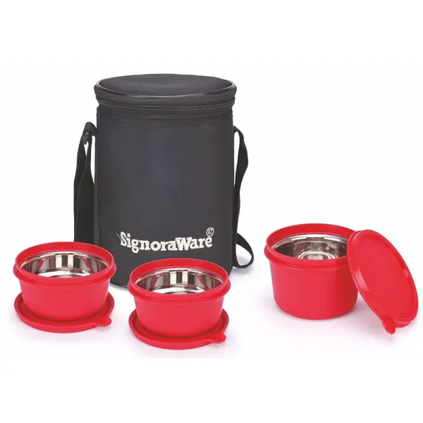 SignoraWare Monarch Executive Medium Microsafe Steel Lunch Box -Red
