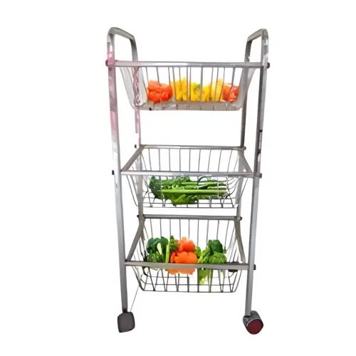 Right Kitchen 3 Layer Stainless Steel Vegetable Trolley - (34.5x71x26)