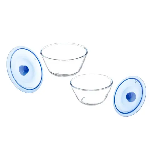 Sanjeev Kapoor Kingston Borosilicate Mixing Bowl (Blue Lid) - Set Of 2