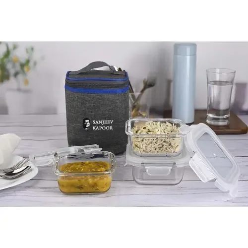 Sanjeev Kapoor Boston Square Glass Lunch Box