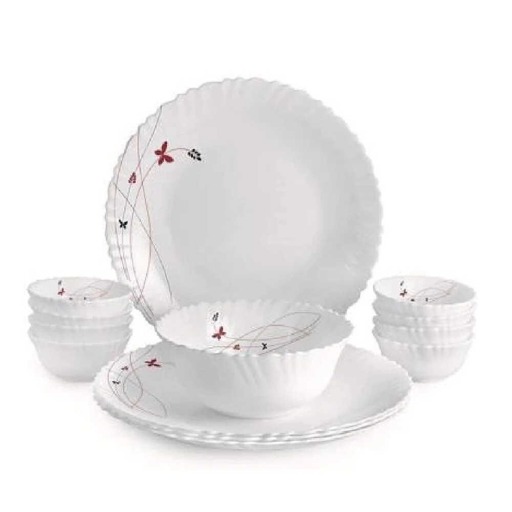 Cello Opalware Dazzle Lush Fiesta Dinner Set (White) - 13 Pieces