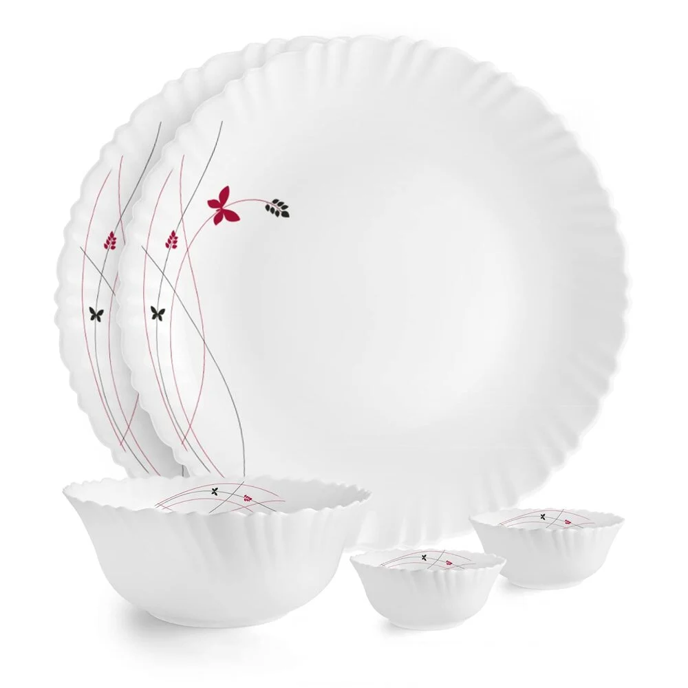 Cello Opalware Dazzle Lush Fiesta Dinner Set (White) - 5 Pieces