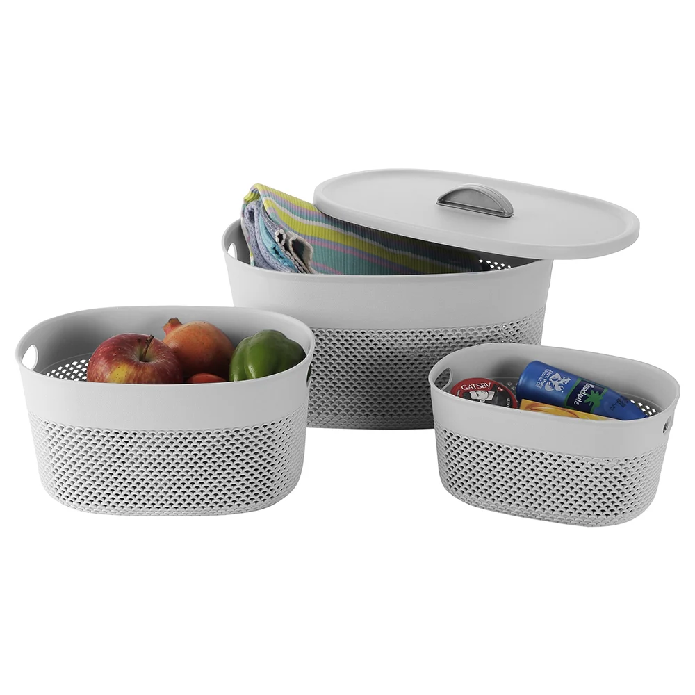 Happy Family Estonia Multipurpose Baskets With Lid - Grey
