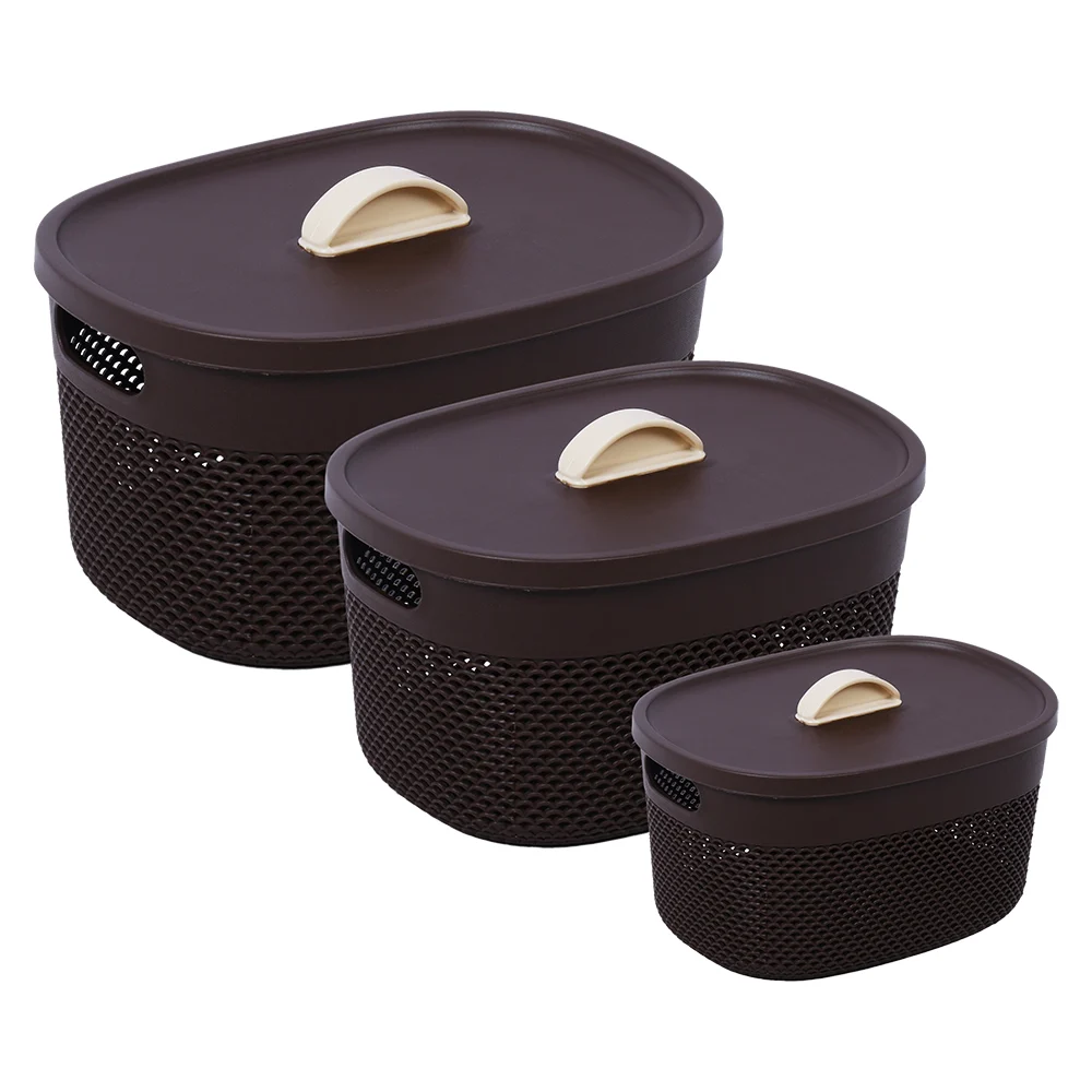 Happy Family Estonia Multipurpose Baskets With Lid - Brown