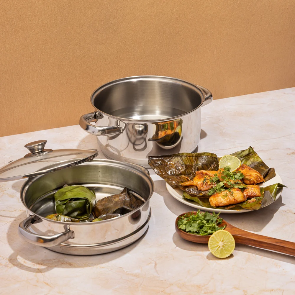 Vinod Stainless Steel 2 Tier Steamer With Glass Lid
