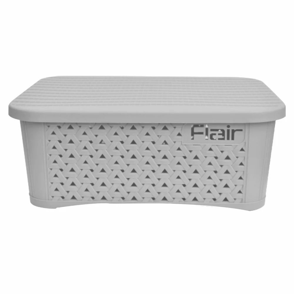 Flair Utility Multipurpose Basket With Lid (Medium) - Grey