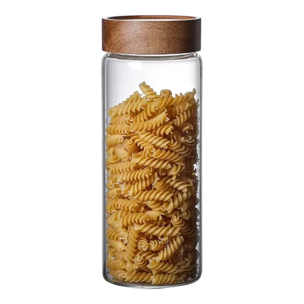 Femora Glassware Round Storage Jar With Wooden Lid