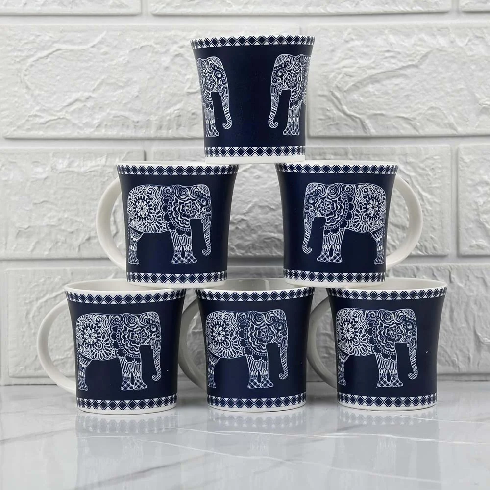 Femora Elephant Ceramic Coffee & Tea Cup -Blue (160 ml)