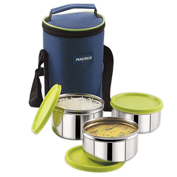 Magnus Alfa - 3 Stainless Steel Lunch Box - Green