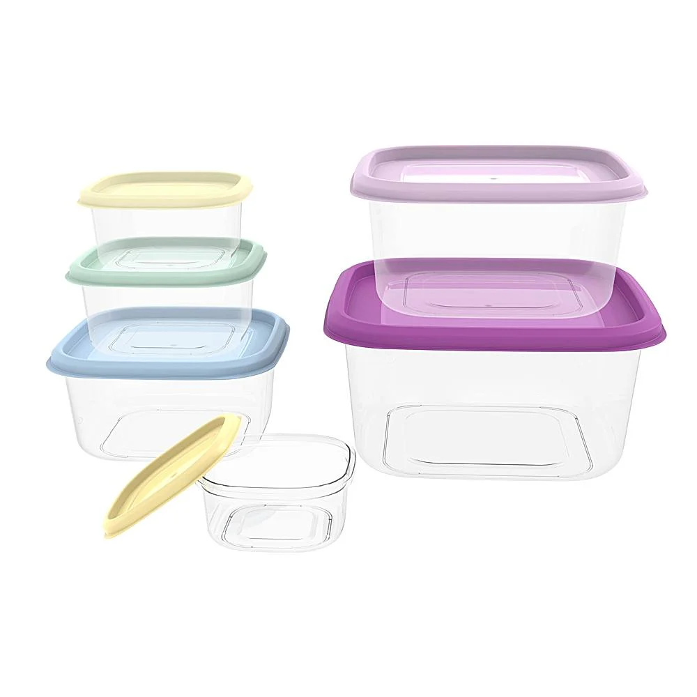 All Time Plastic Prism Square Storage Containers (Multicolour) - Set Of 5