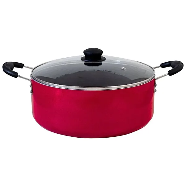 KYYTE Non - Stick Induction Base Casserole With Glass Lid - Red