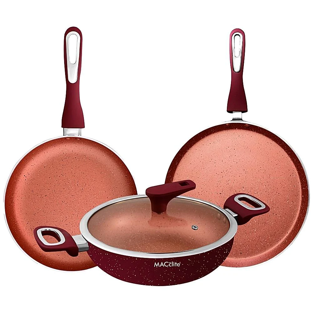 Macclite MYK Non -Stick Induction Base Rose Mary Set (Burgandy) - Set of 4