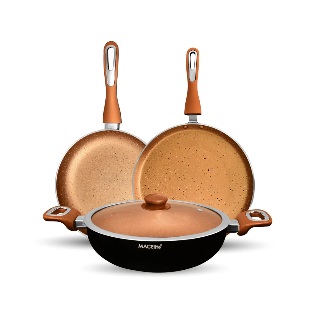 Macclite MYK Non-Stick Induction Base Gold Sapphire Set (Gold) - Set of 4