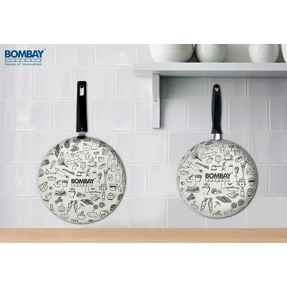 Bombay Kookware Non-Stick Kala Kruti Fry Pan & Dosa Tawa -Ivory