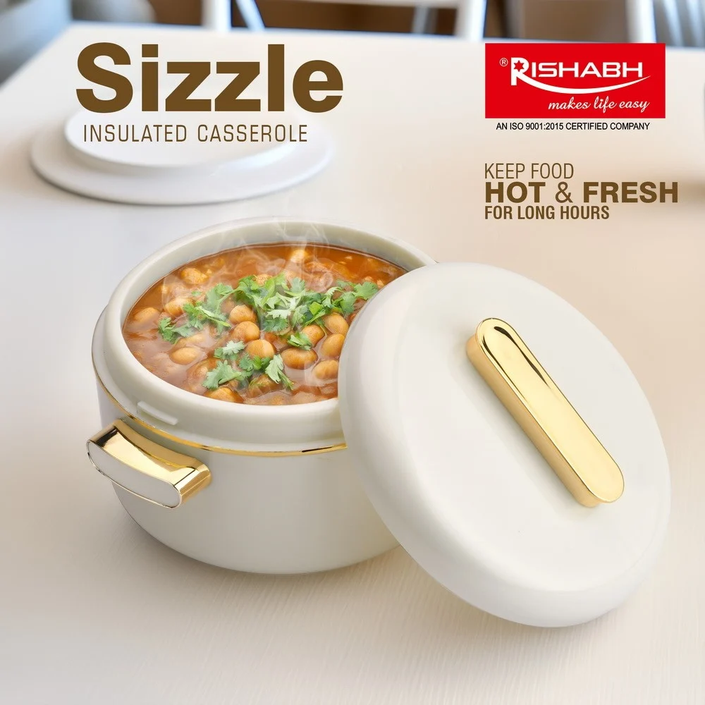 Rishabh Sizzle Insulated Casserole - Pearl White
