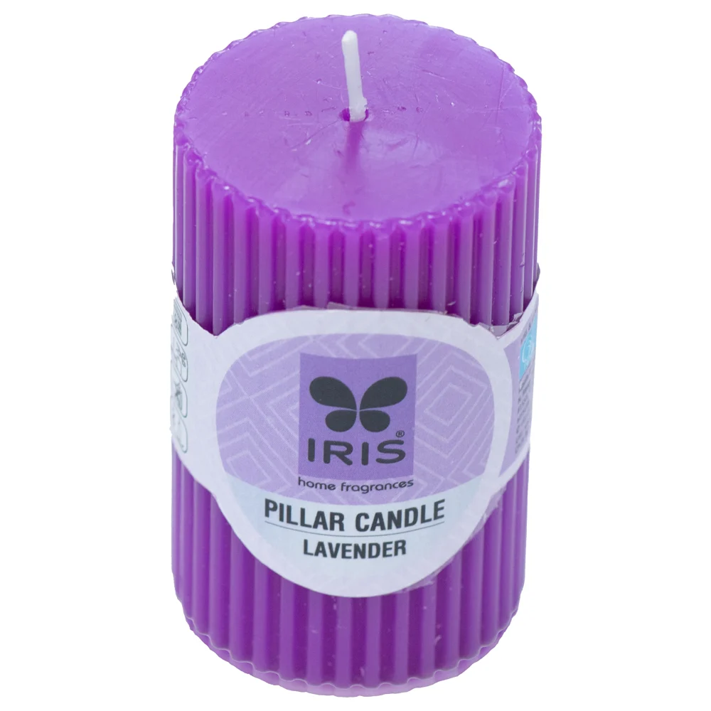 Iris Ribbed Pillar Candle Lavender