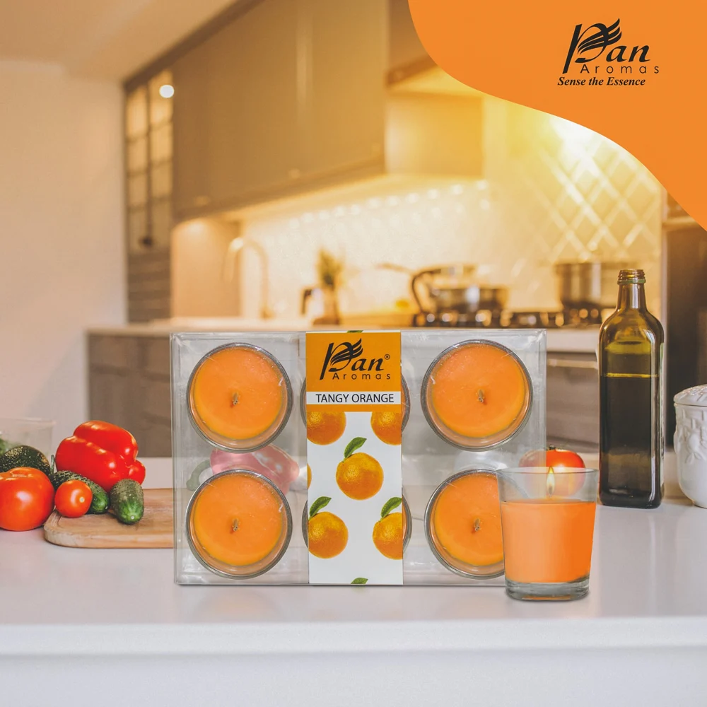 Pan Aromas Votive Glass Candle Tangy Orange