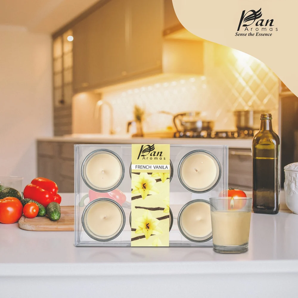Pan Aromas Votive Glass Candle French Vanilla