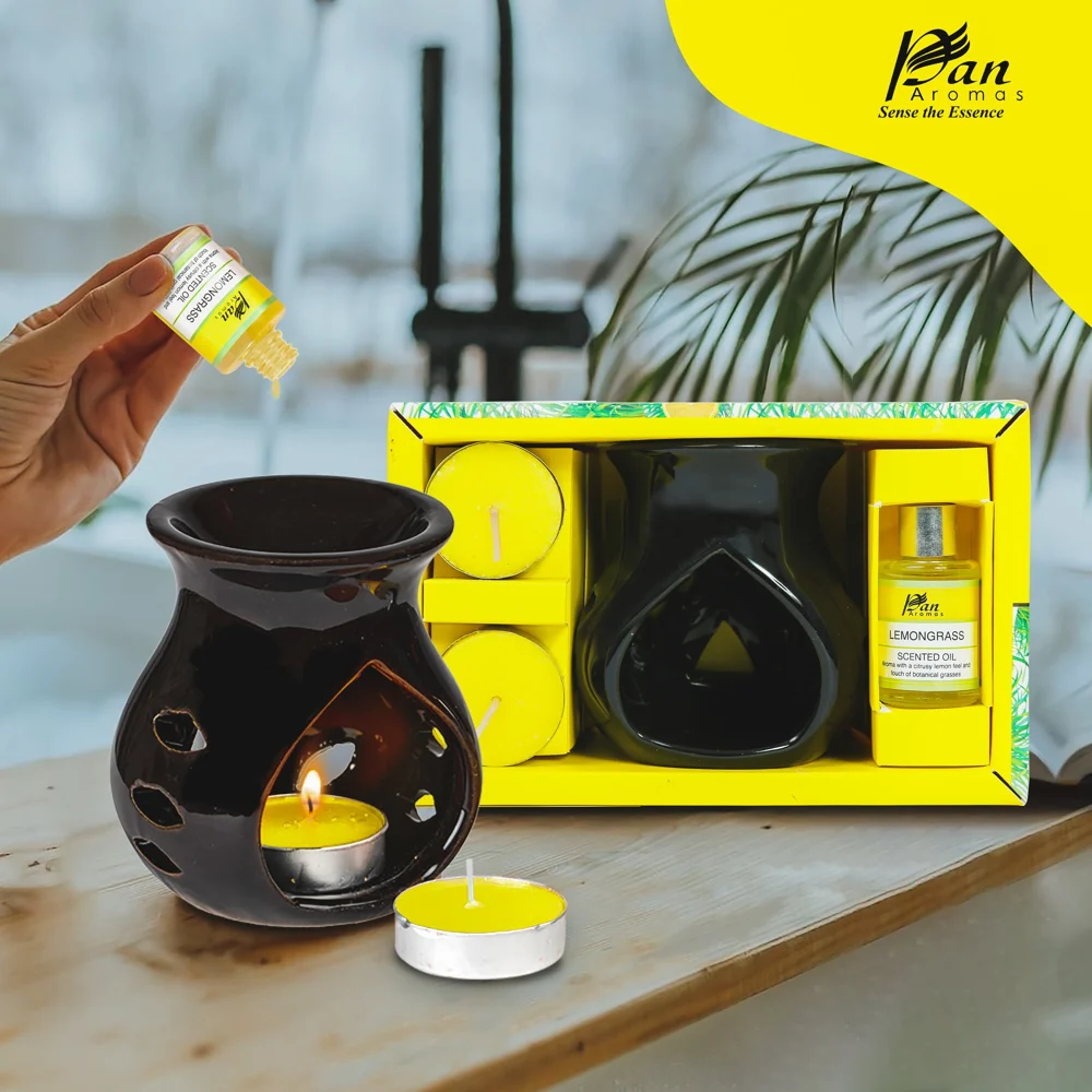 Pan Aromas Burner Oil Tealight Set Lemon Grass