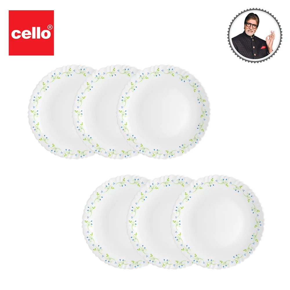 Cello Dazzle Tropical Lagoon Dinner Plate - White - 6 Pieces