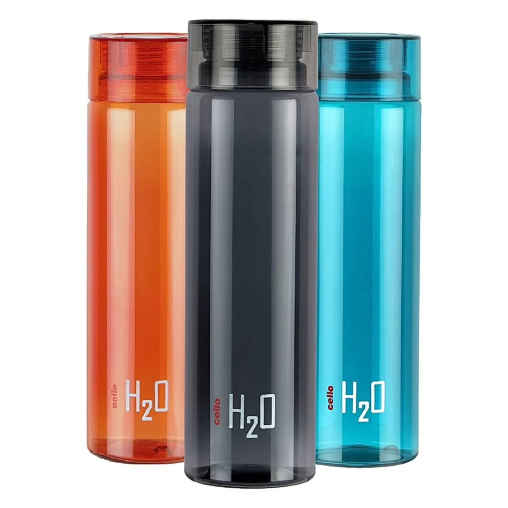 Cello H2O Round Plastic Water Bottle - Assorted - 1 Litre - 3 Pieces
