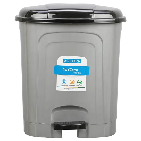 Kolorr Plastic Go Clean Pedal Bin - Silver (13 L)