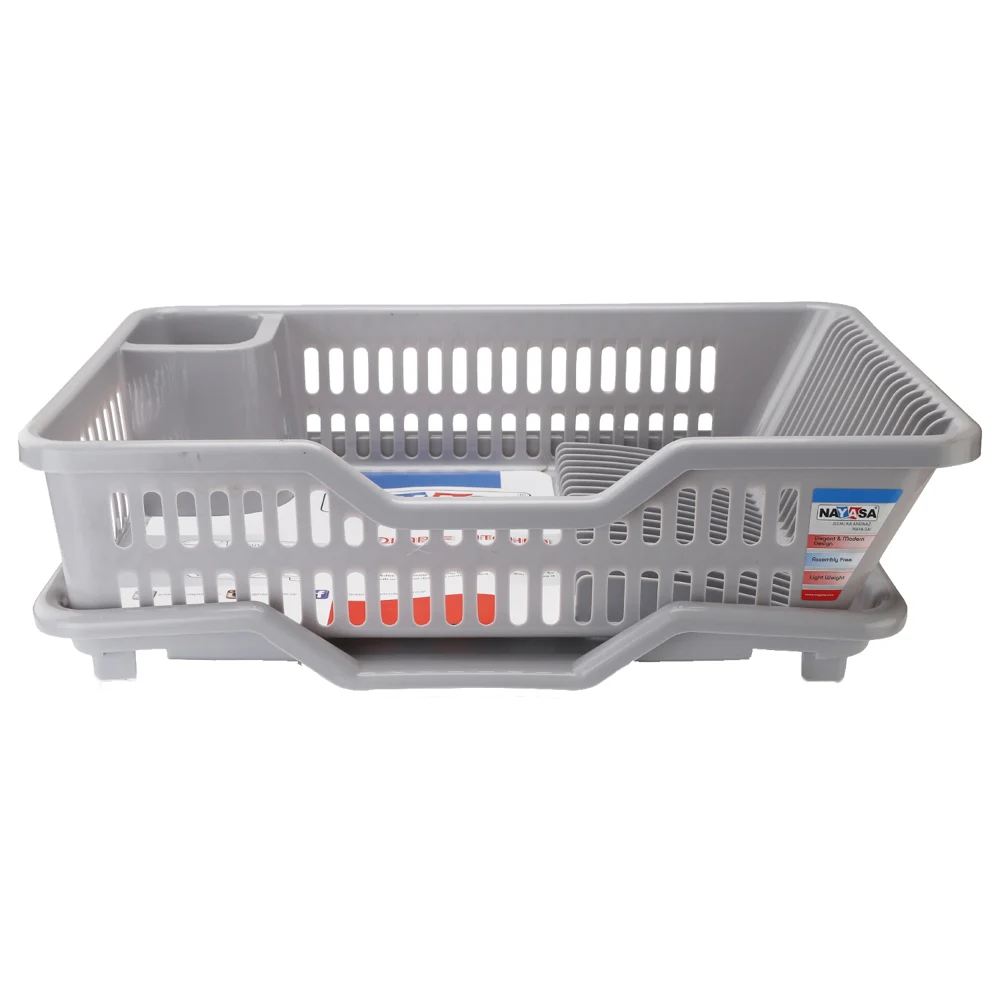 Nayasa Dimple Kitchen Tray With Utensils Drying Rack - Grey