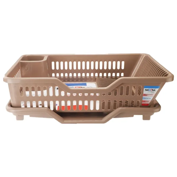 Nayasa Dimple Kitchen Tray With Utensils Drying Rack - Brown