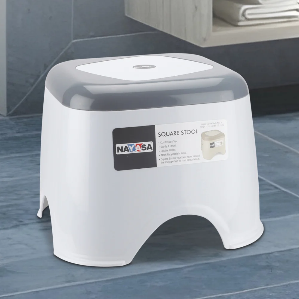 Nayasa Seat & Step Stool For Home - Grey (10.8 Inch)